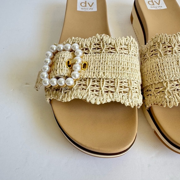 Dolce Vita Caster Sandals Pearl Beachy Coastal Slip On Shoes Platform Womens 8.5 - Picture 3 of 13